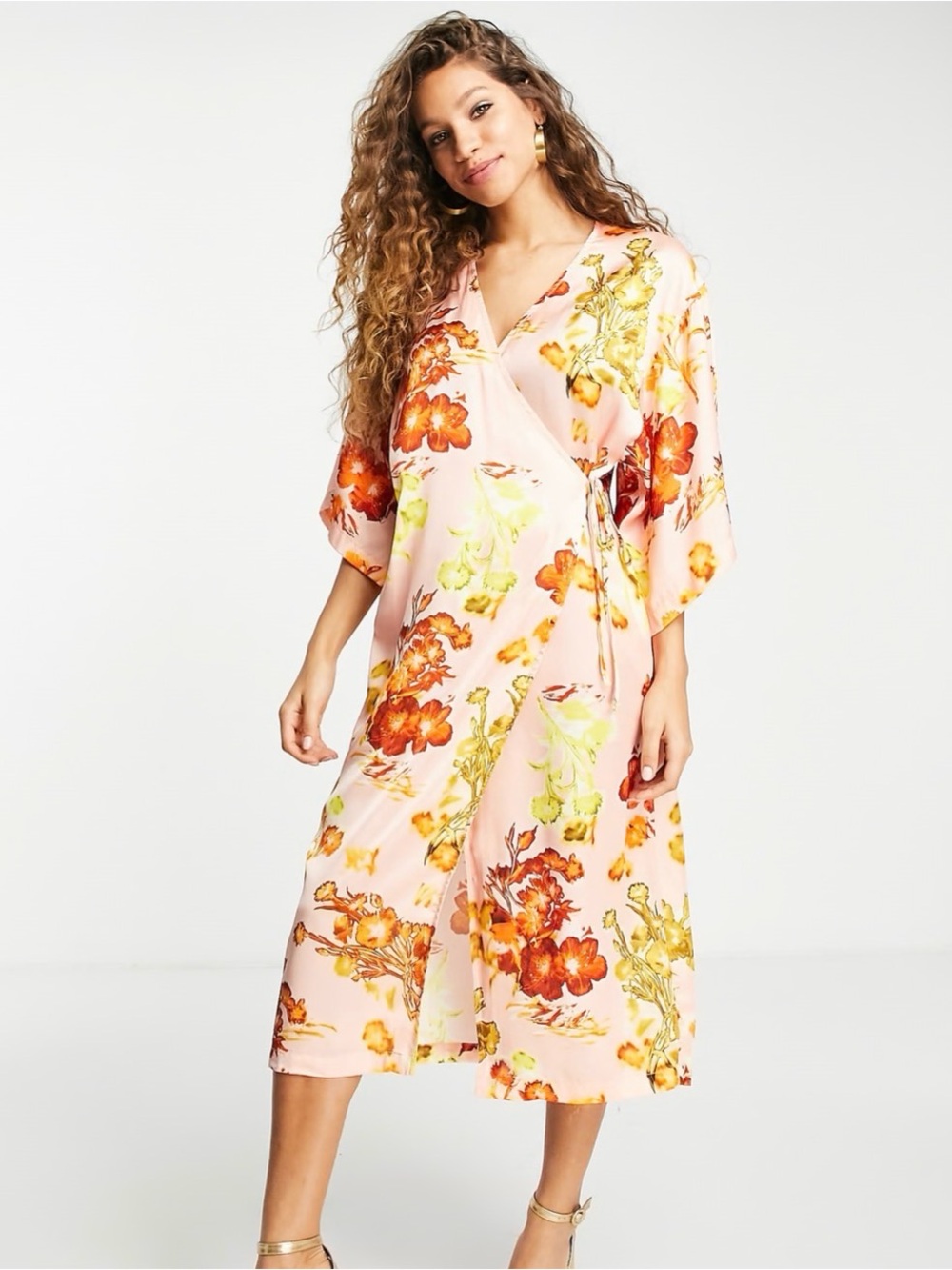 Topshop NWT Floral Kimono Wrap Midi Dress US 2